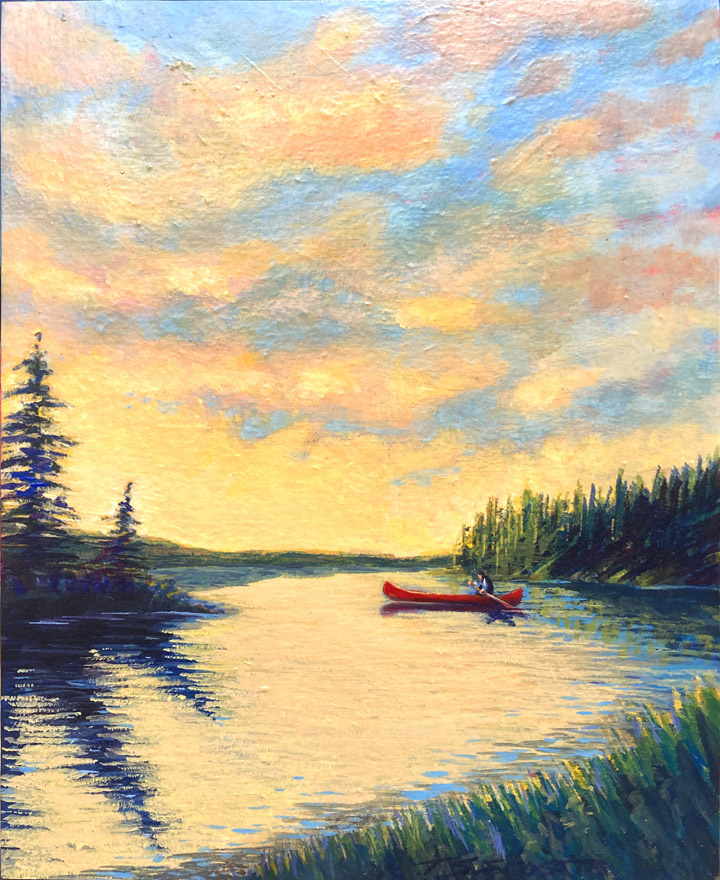Red on the Lake - 8"x 10"